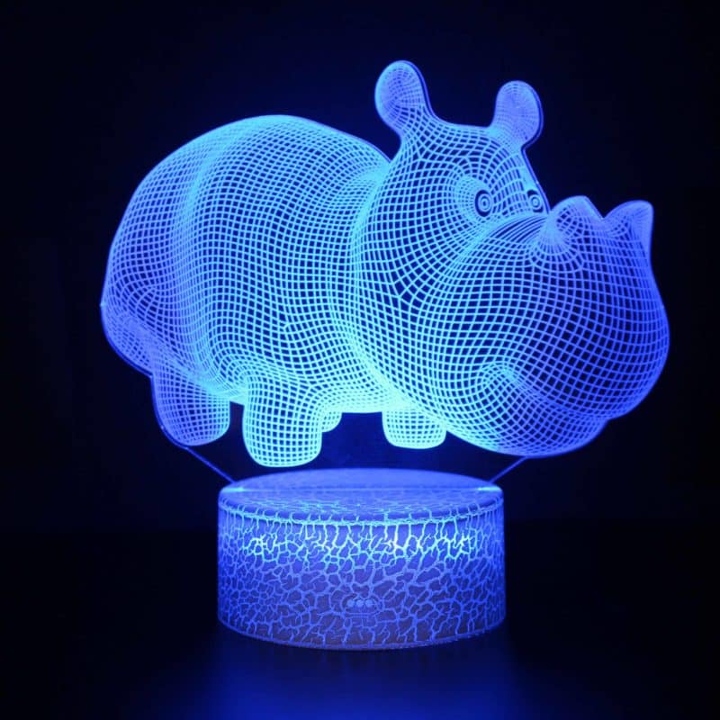 3D Led lampa - Flodhäst