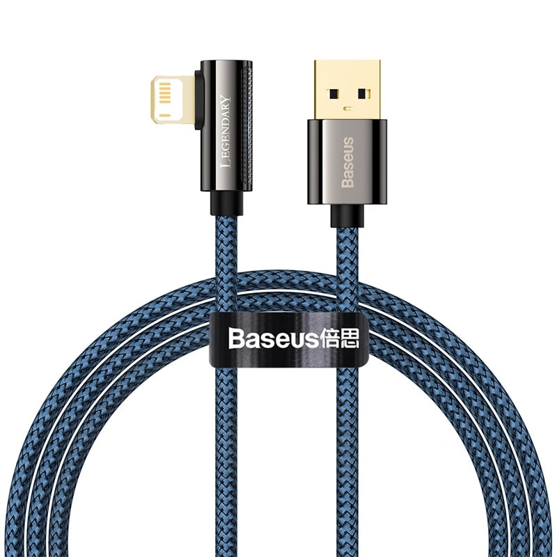 Baseus Legend Vinklad Snabbladdare USB-A till Lightning, 2.4A, 1m - Blå
