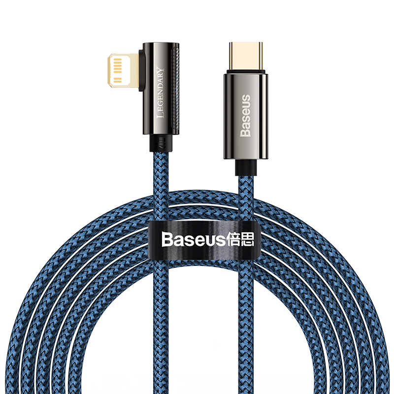 Baseus Legend Vinklad Snabbladdare USB-C till Lightning, 20w, 2m - Blå