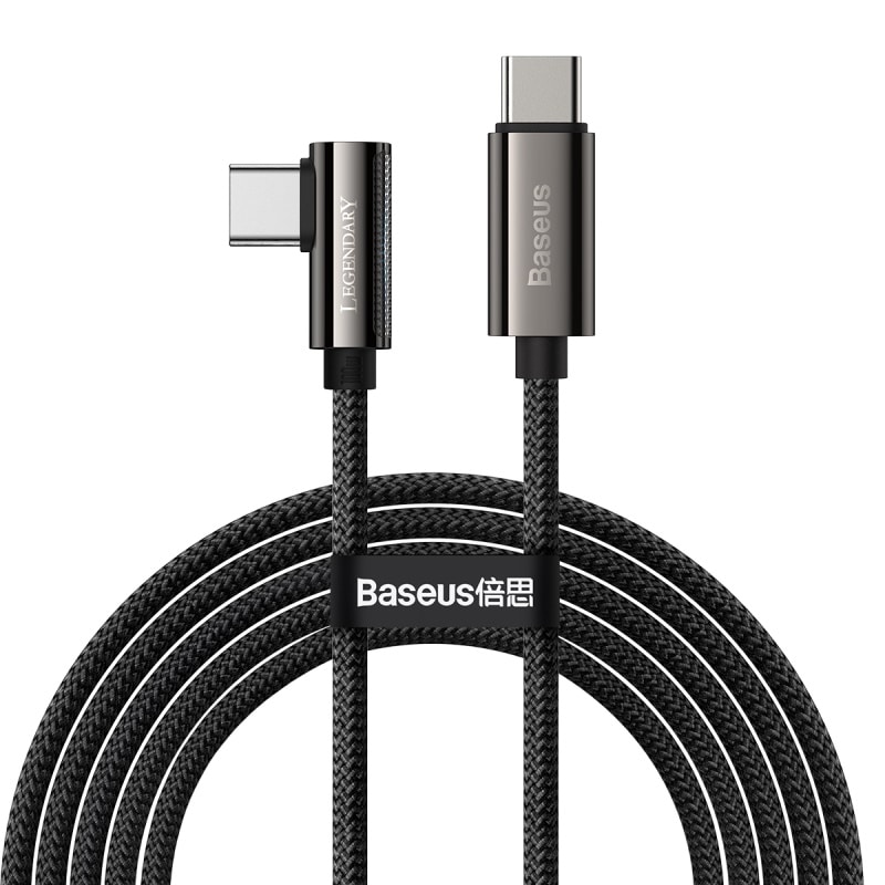 Baseus Legend Vinklad Snabbladdare USB-C till USB-C, 100w, 1m - Svart