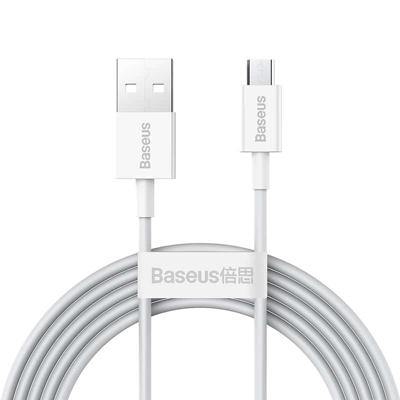 Baseus Superior Snabbladdare USB-A till Micro-USB Kabel, 2A, 2m - Vit
