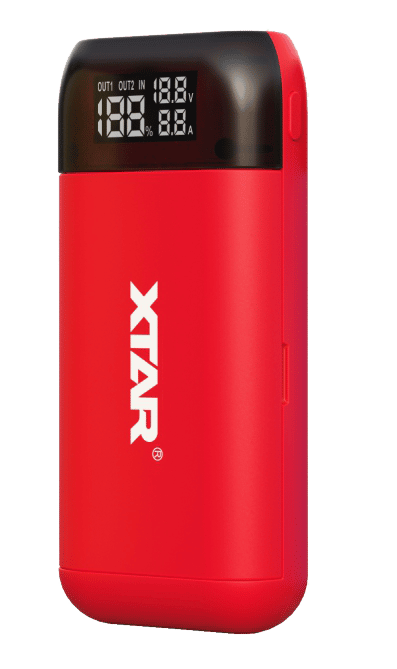 XTAR PB2S Powerbank & Laddare - Röd